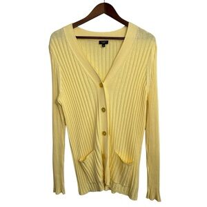 NWOT Talbots cardigan women's 2X yellow preppy‎ academia ribbed pockets career